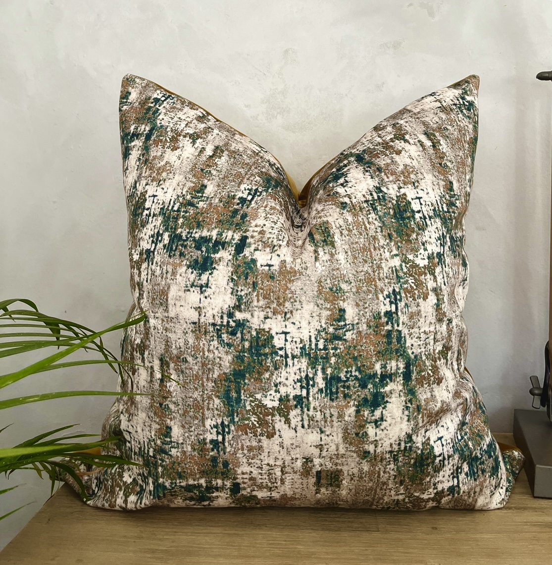 Abstract Cream_Green cushion